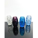 Rudolf Schroter (1887-?), Set of Four Vases Clear, Amethyst, Cobalt & Light Blue, Rosice Glassworks, Pattern number 914