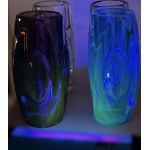 Rudolf Schroter (1887-?), Set of Four Vases Clear, Amethyst, Cobalt & Light Blue, Rosice Glassworks, Pattern number 914
