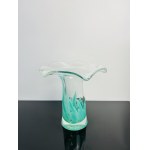 Elegant Czech Art Glass Vase with Blue Inclusion, Chribska Glassworks, Pattern 503