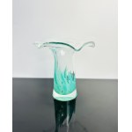 Elegant Czech Art Glass Vase with Blue Inclusion, Chribska Glassworks, Pattern 503