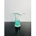 Elegant Czech Art Glass Vase with Blue Inclusion, Chribska Glassworks, Pattern 503