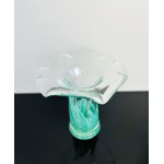 Elegant Czech Art Glass Vase with Blue Inclusion, Chribska Glassworks, Pattern 503