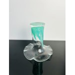Elegant Czech Art Glass Vase with Blue Inclusion, Chribska Glassworks, Pattern 503