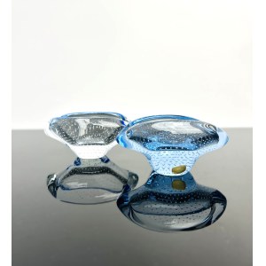 Jan Juda, Set of 2 Ashtrays, Skrdlovice Glassworks, Year 1985