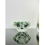 Green Art Glass Set - Vase and Ashtray with Soda Bubbles, Czechoslovakia, Mstišov Glassworks