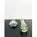 Green Art Glass Set - Vase and Ashtray with Soda Bubbles, Czechoslovakia, Mstišov Glassworks