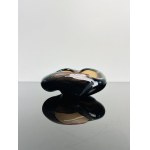 Hot-formed Art Glass Ashtray, Organic Shape, Amber-Topaz Glass with Pink Accent