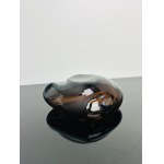 Hot-formed Art Glass Ashtray, Organic Shape, Amber-Topaz Glass with Pink Accent