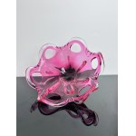 Milan Dobiáš - Pink Art Glass Bowl, Pattern no.: 422/2/27, Chřibská 1964s