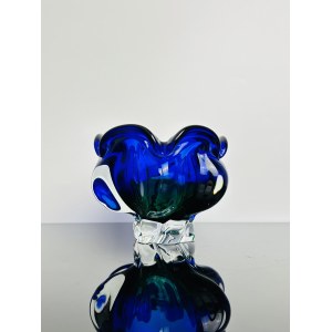 Dark Blue Art Glass Ashtray, Chřibská Glassworks