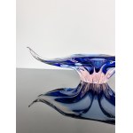 Fruit Bowl, Chřibská Glassworks, Cobalt Blue with Rosaline Core, 40x16 cm