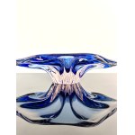 Fruit Bowl, Chřibská Glassworks, Cobalt Blue with Rosaline Core, 40x16 cm