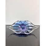 Fruit Bowl, Chřibská Glassworks, Cobalt Blue with Rosaline Core, 40x16 cm
