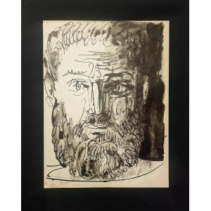 Pablo Picasso (1881-1973), Autoportrét s bradou II zo série 40 Picassových kresieb na Buffonovom námestí, 1957