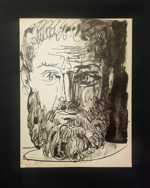 Pablo Picasso (1881-1973), Autoportret z brodą II z cyklu 40 dessins de Picasso en marge du Buffon, 1957