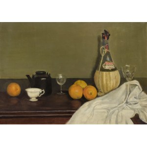 Juliusz KRAJEWSKI (1905-1992), Still life with a bottle of Chianti