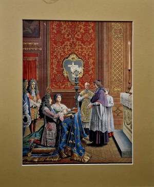 Maurice Leloir (1853 - 1940) , Tajny ślub Ludwika XIV z Madame de Maitenon, 1904