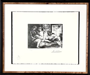 Pablo PICASSO (1881 - 1973) Cztery nagie kobiety i wyrzeźbiona głowa z cyklu Suita Vollarda,1973