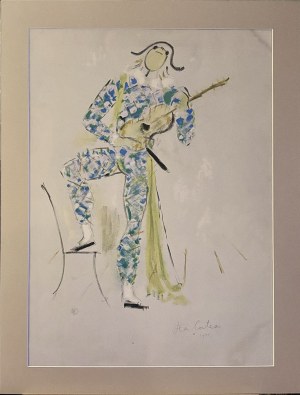Jean COCTEAU (1889-1963) Arlequin a la Guitare 1954
