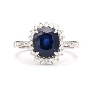 early 21st century. Ring with sapphire and diamonds