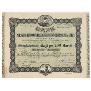 Bank of Polish Christian Merchants and Industrialists in Lodz, collective action 10,000 Polish marks (20 x 500 marks) 1922, Issue IV