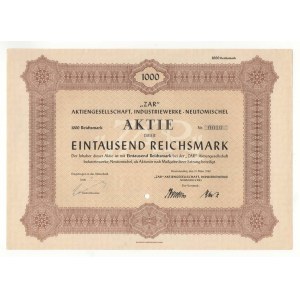 ZAR Aktiengesellschaft Industriewerke, action 1,000 Reichsmark 1942