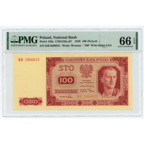 100 zloty 1948, serie KR, PMG 66 EPQ