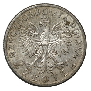 II RP, 2 zloty 1934 Testa di donna