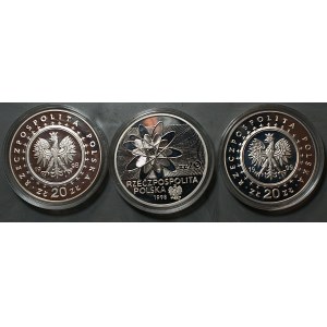 20 gold (1998-1999), Polonium and Radium, Kórnik Castle, Potocki Palace, set of 3 coins