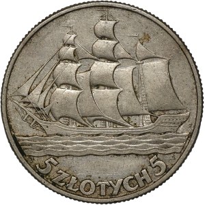 II RP, 5 gold 1936, Sailing ship