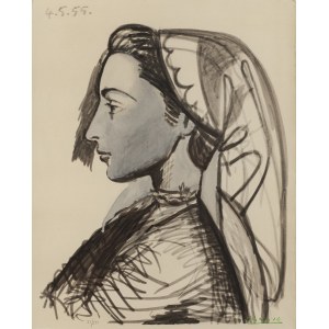 Pablo Picasso (1881 Málaga - 1973 Mougins), Ritratto di Jacqueline dalla serie Il flauto doppio, 1967