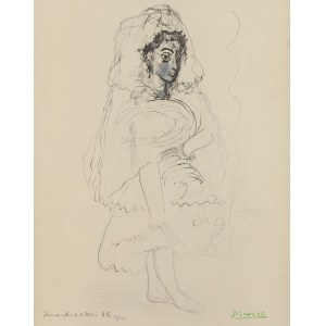 Pablo Picasso (1881 Malaga - 1973 Mougins), Jacqueline en espagnole dalla cartella La flûte double, 1967