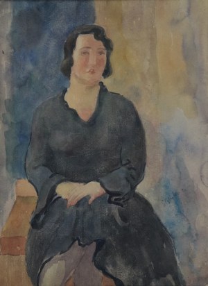 Leonard PĘKALSKI (1896 GRÓJEC-1944 WARSZAWA), Portret Wandy P. w czarnej sukni, 1935