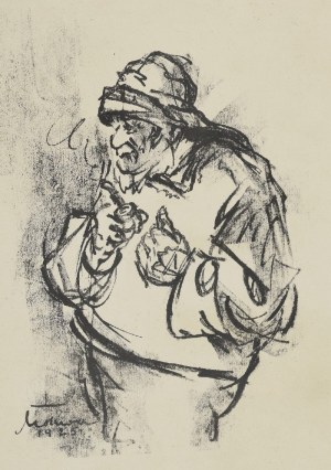 Marian MOKWA (1889-1987), Rybak z fajką, 1925