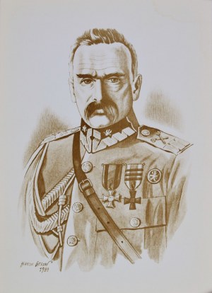 Henryk GECOW (1922-1993), Józef Piłsudski Marszałek Polski - 8 grafik, 1988