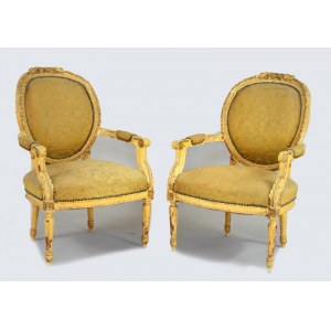 Dwa fotele w typie Ludwik XVI