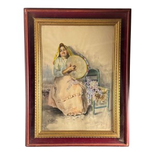 Arlando De Lisio, Young woman with a tambourine - Arlando De Lisio