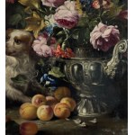 UNIDENTIFIED SIGNATURE, Allegory with a child, still life with flowers and fruit