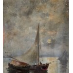Oscar Ricciardi, Seascape with Boats - Oscar Ricciardi