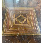 Elegant veneered and inlaid chest of drawers with geometric motifs