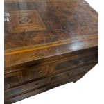 Elegant veneered and inlaid chest of drawers with geometric motifs