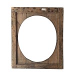 Carved wooden frame with religious figures