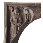 Carved wooden frame with religious figures