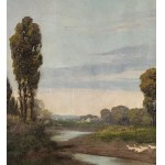 Nicola Palizzi, Landscape with a peasant woman and ducks - Nicola Palizzi