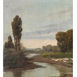 Nicola Palizzi, Landscape with a peasant woman and ducks - Nicola Palizzi
