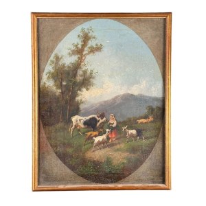 Landscape with a peasant woman and her flock