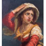 UNIDENTIFIED SIGNATURE, Portrait of a Woman with a Basket of Fruit