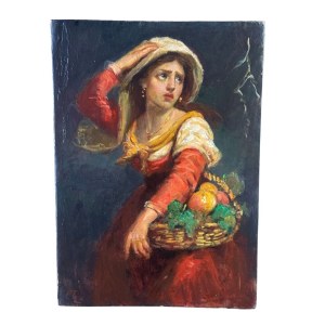 UNIDENTIFIED SIGNATURE, Portrait of a Woman with a Basket of Fruit