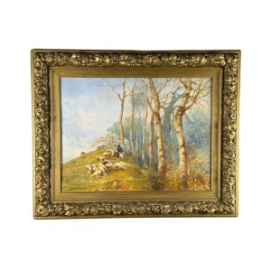 Bevilacqua, Ligurian Landscape with Shepherd and Flock - Bevilacqua