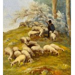 Bevilacqua, Ligurian Landscape with Shepherd and Flock - Bevilacqua